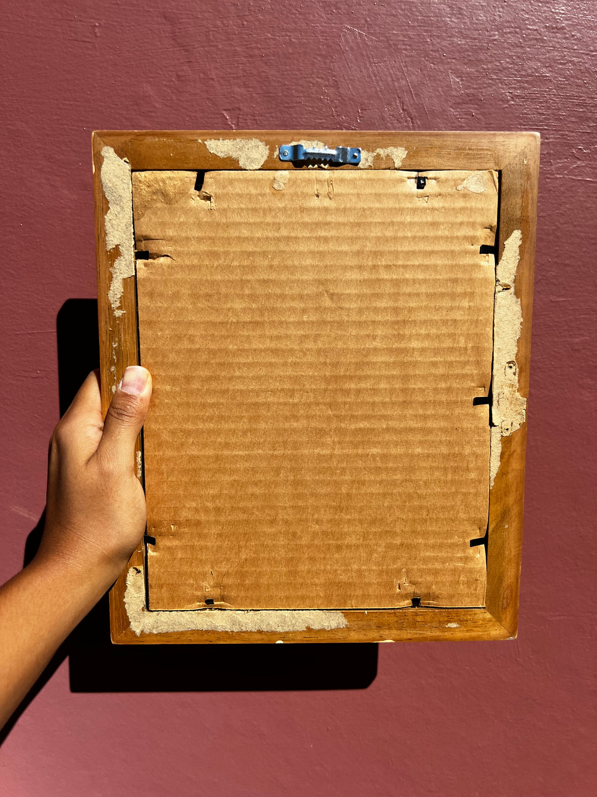Wood/Burnt Red Suede Photo Strip Frame
