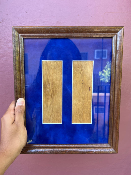 Wood/Blue Suede Photo Strip Frame