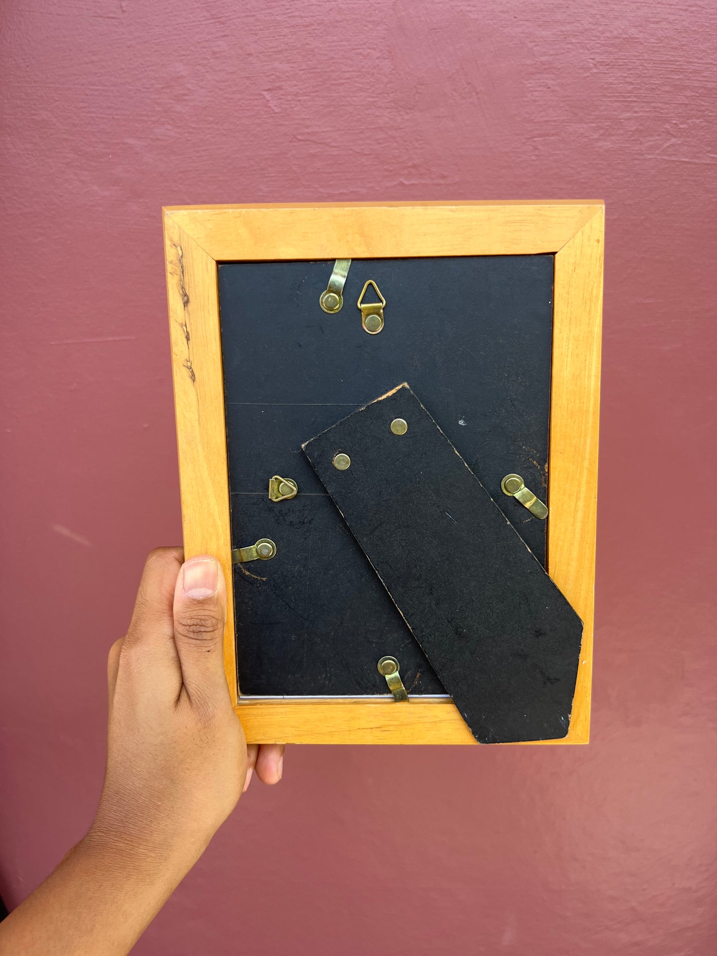 Natural Wood/Brick Red Mini Polaroid Frame