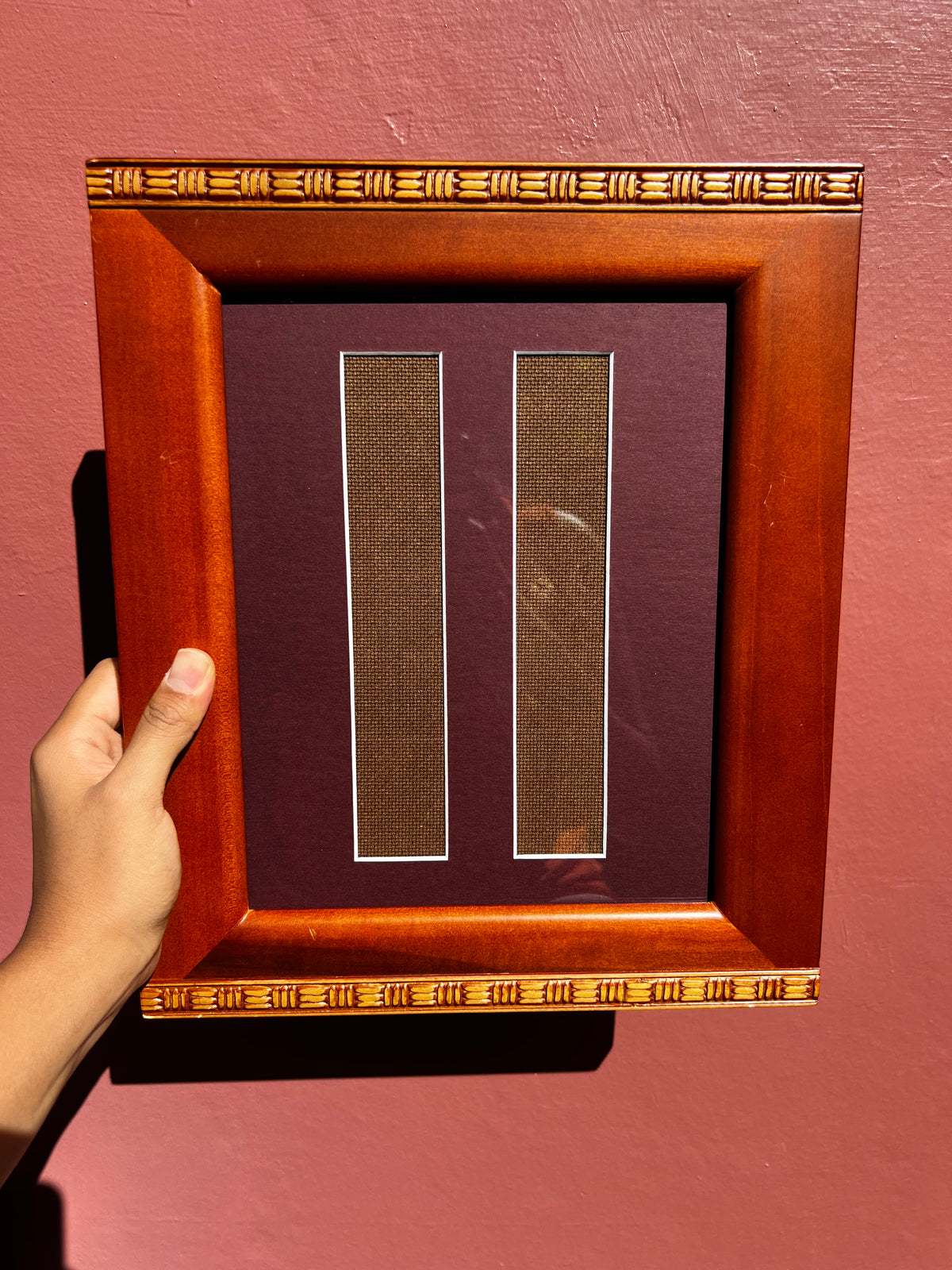 Decorative Wood/Maroon Photo Strip Frame