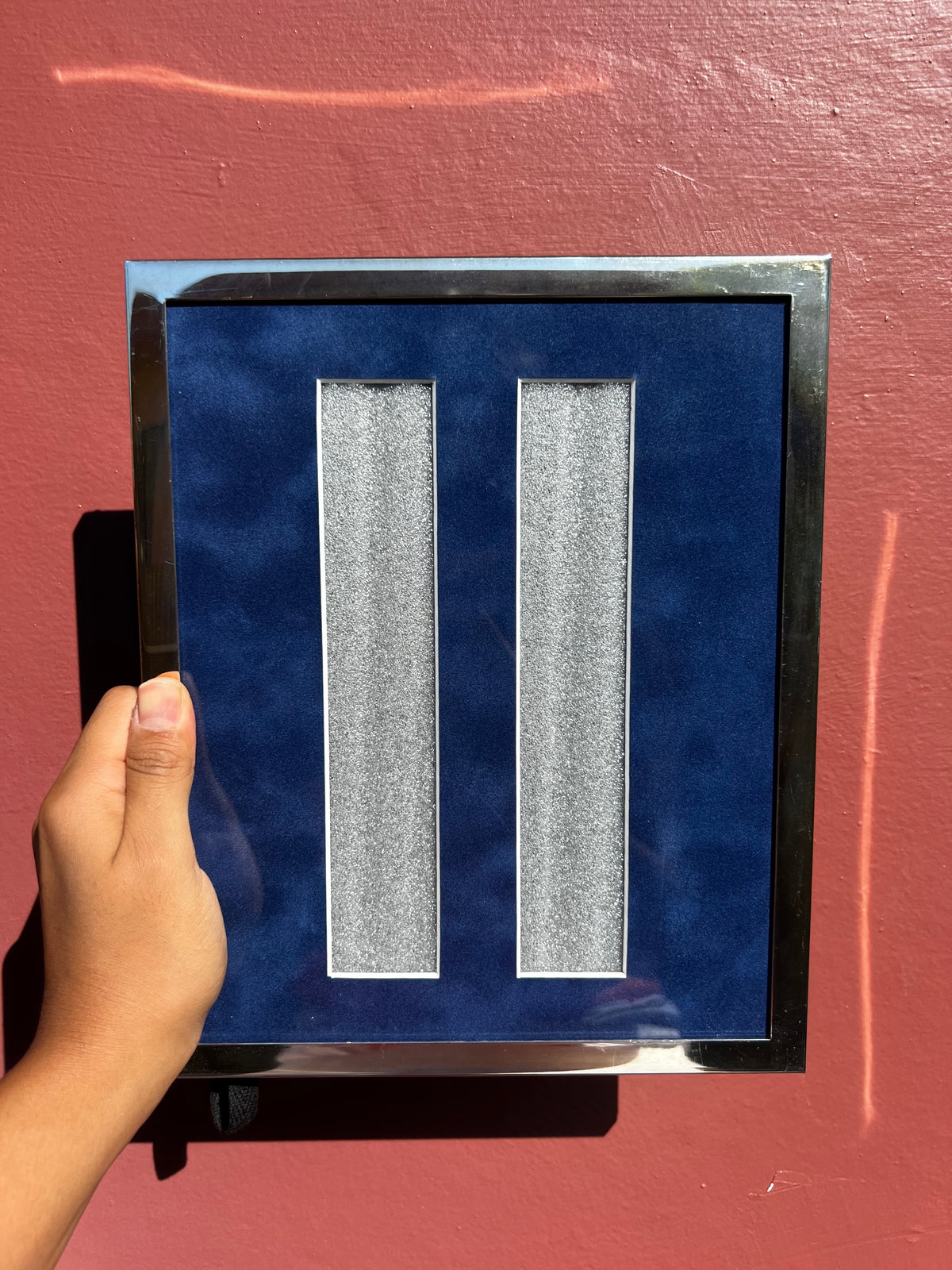 Silver/Blue Suede Photo Strip Frame