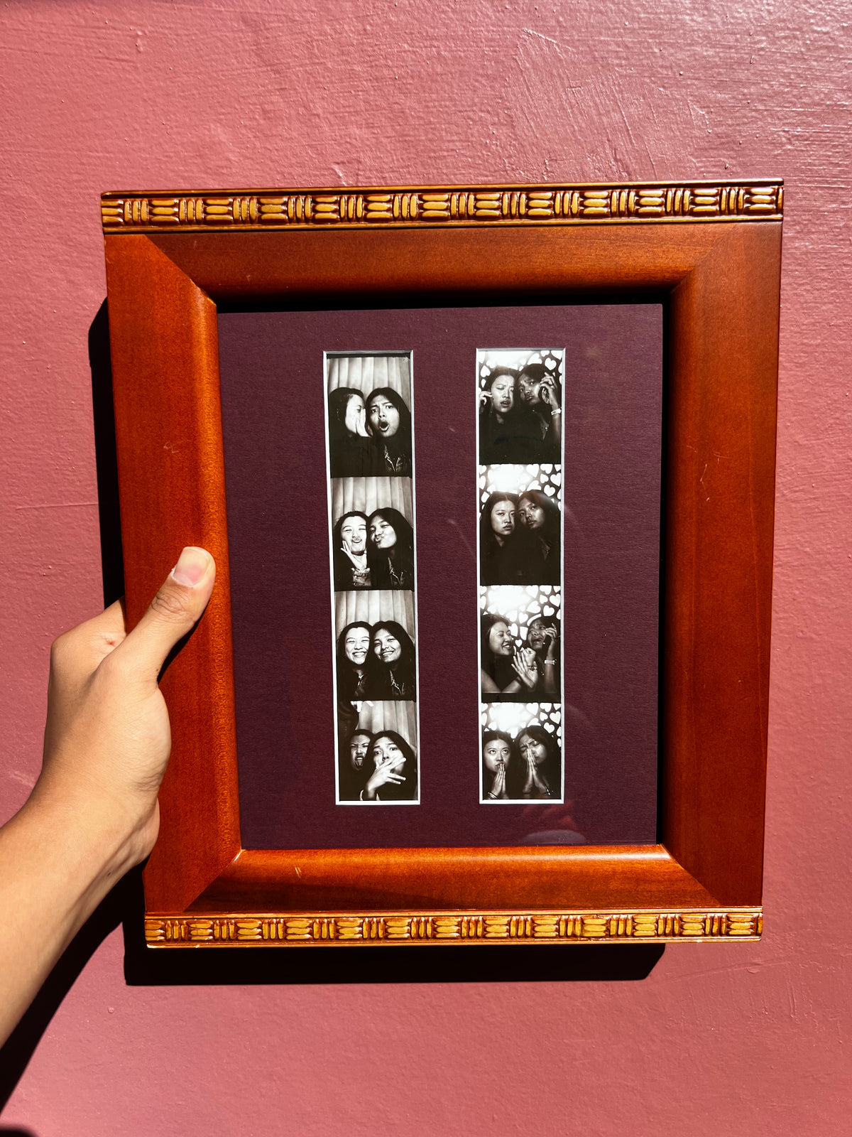 Decorative Wood/Maroon Photo Strip Frame