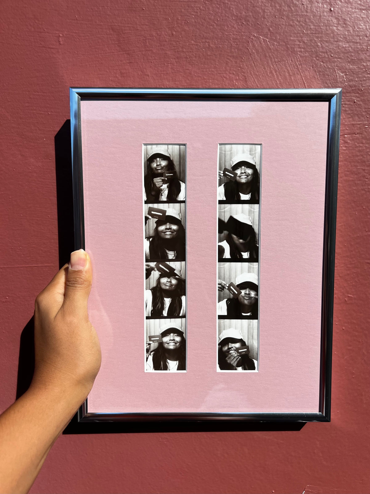 8.5”x11” Chrome/Pink Photo Strip Frame