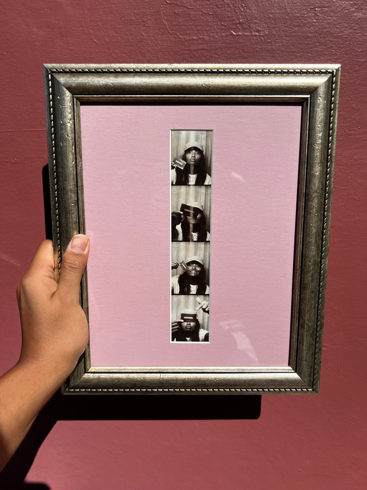 Brushed Silver/Pink Photo Strip Frame