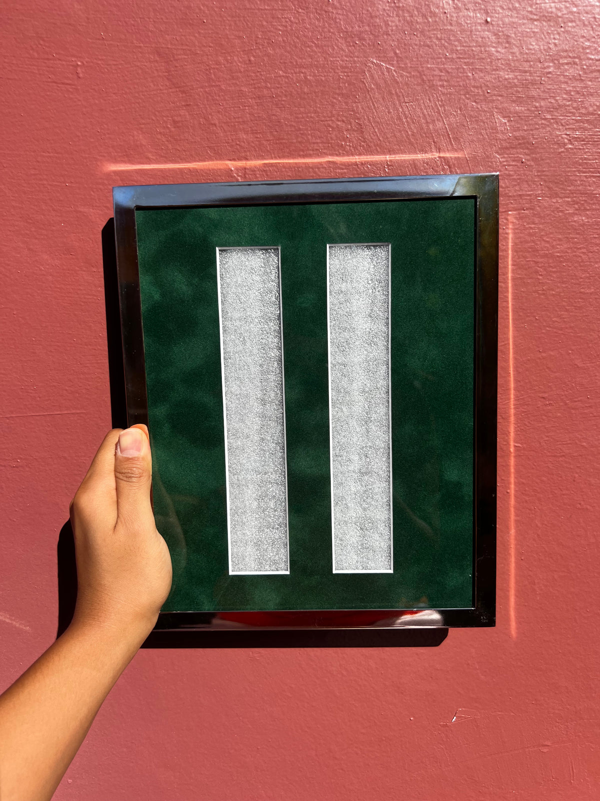 Silver/Green Suede Photo Strip Frame