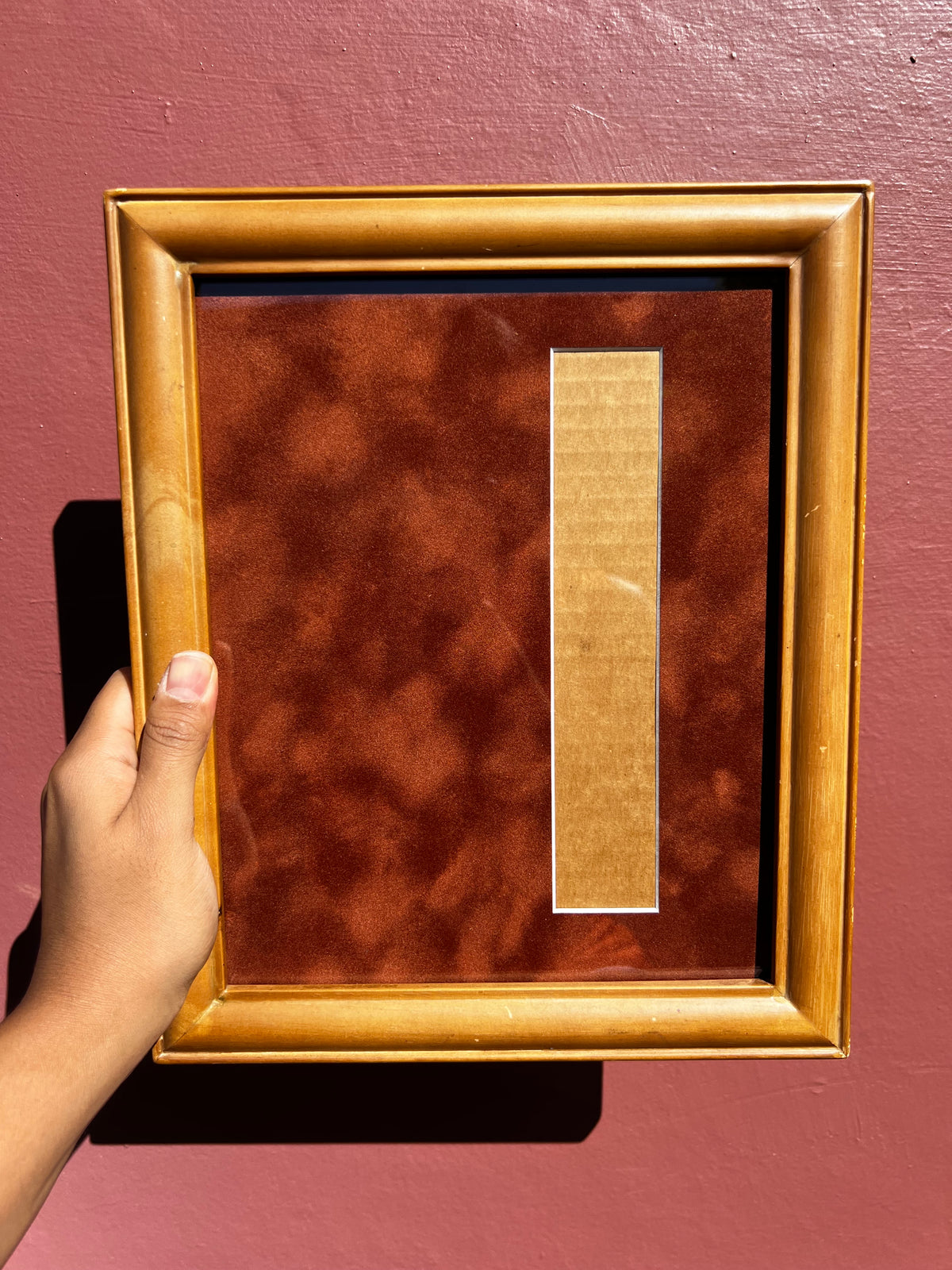 Wood/Burnt Red Suede Photo Strip Frame