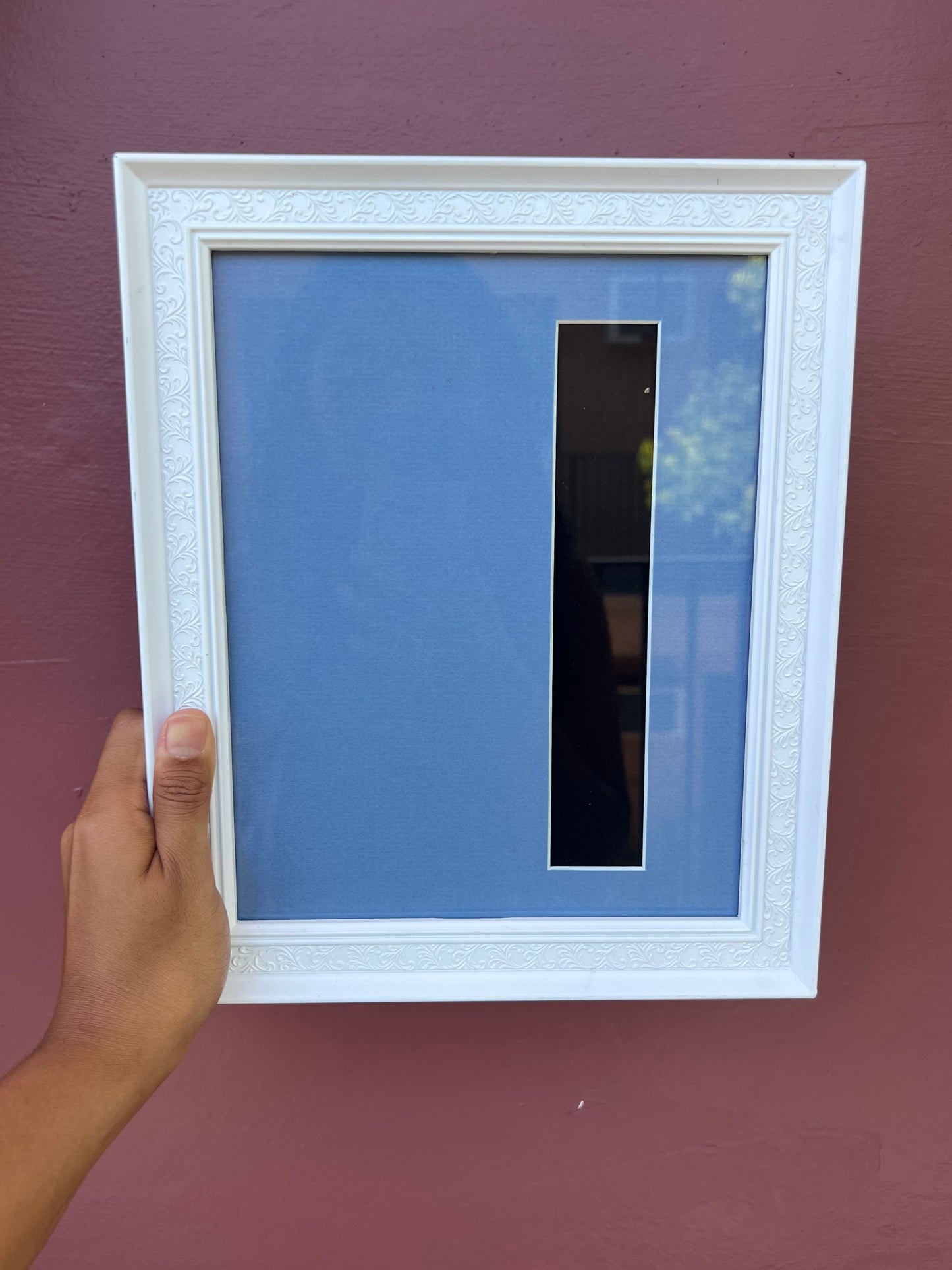 White/Brittany Blue Photo Strip Frame