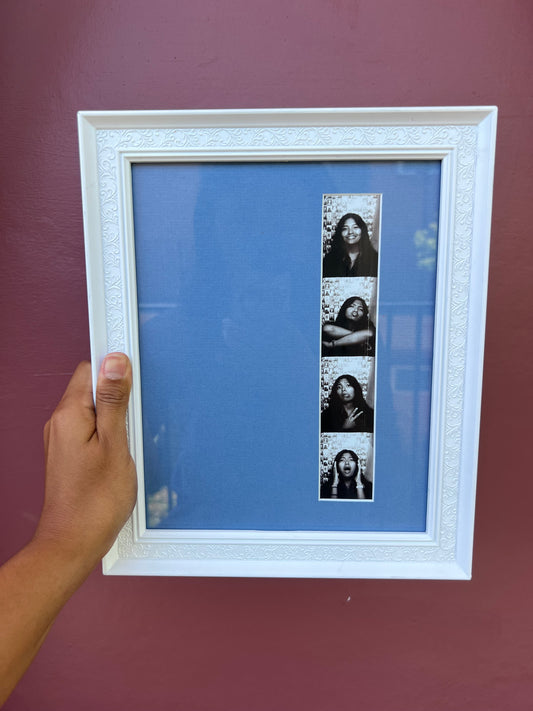 White/Brittany Blue Photo Strip Frame