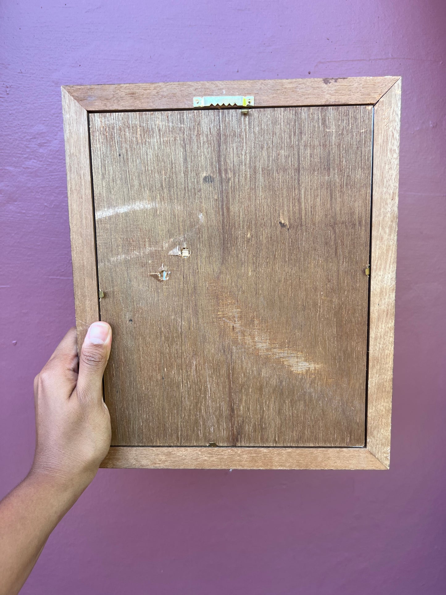 Wood/Blue Suede Photo Strip Frame