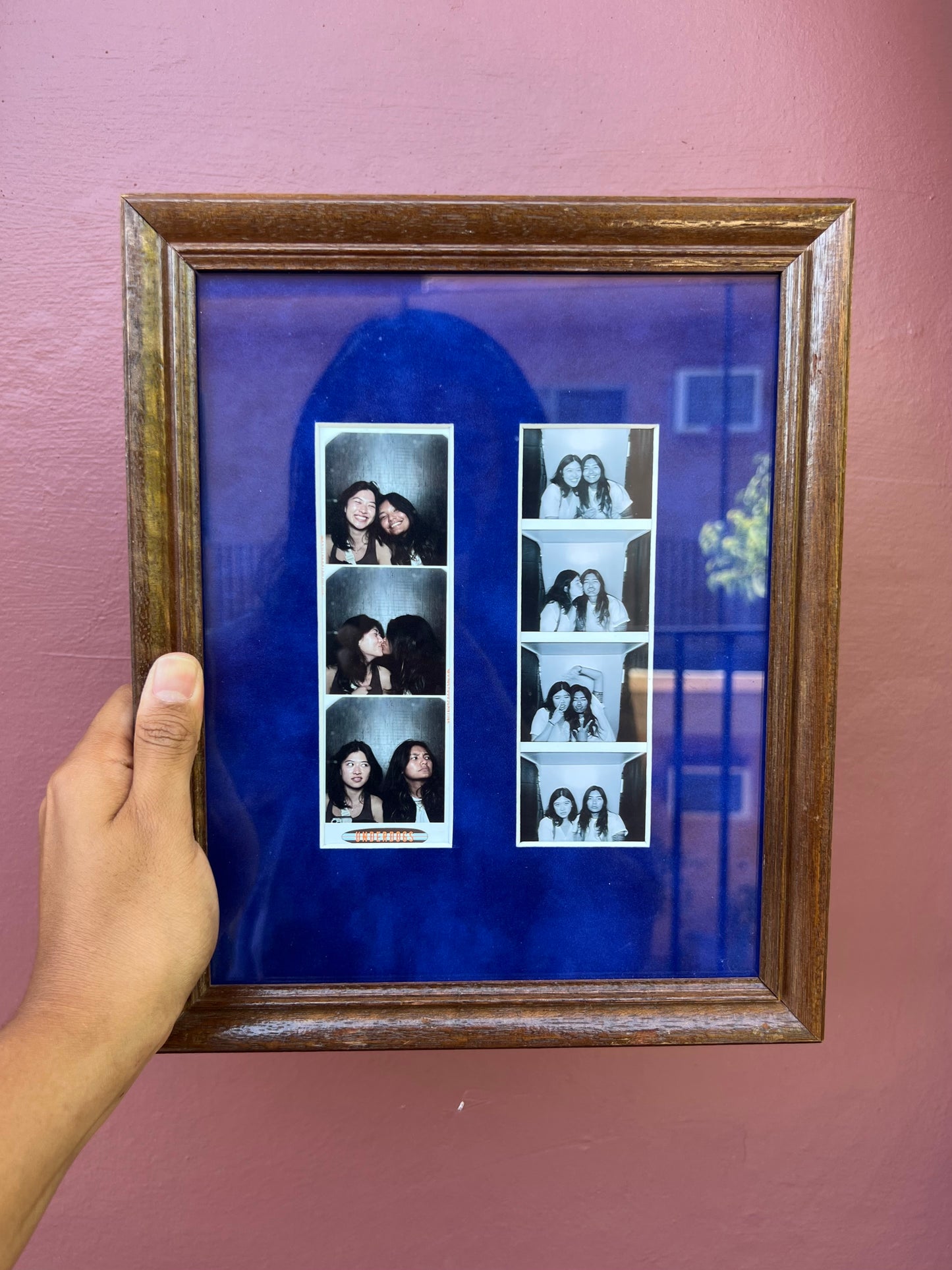 Wood/Blue Suede Photo Strip Frame