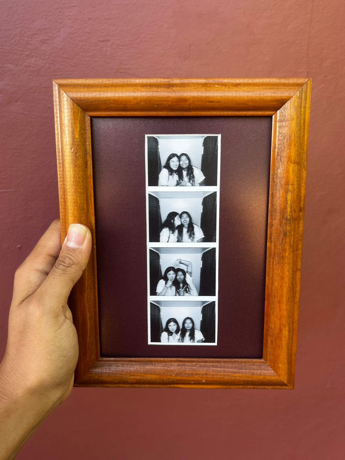 Wood/Maroon Photo Strip Frame