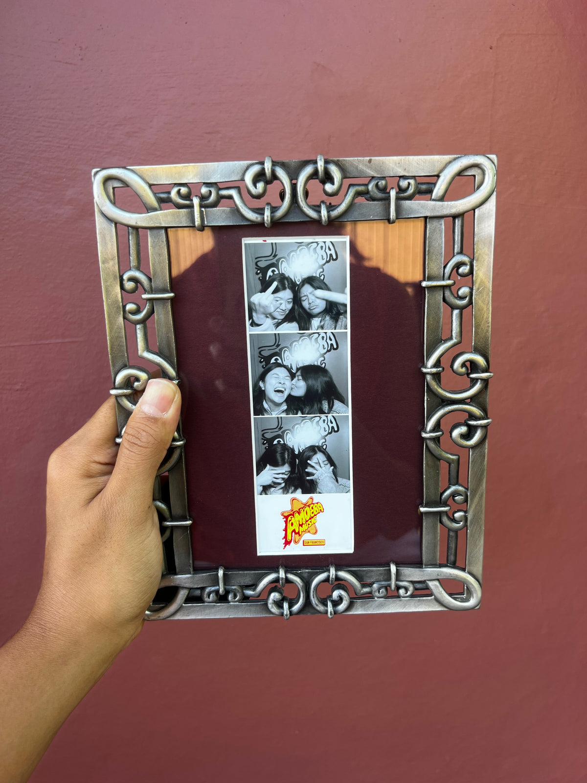 Metal/Maroon Photo Strip Frame