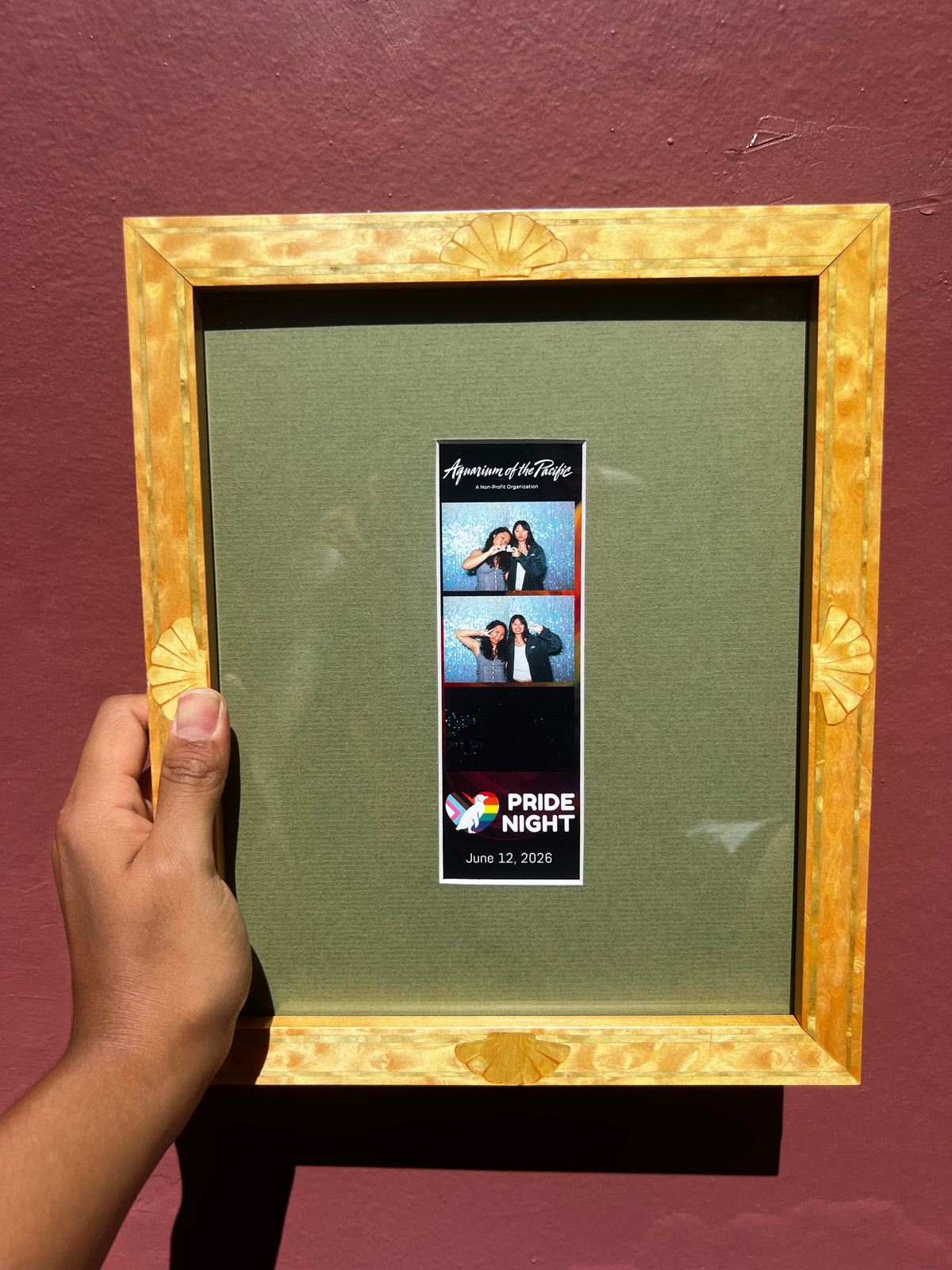 Vintage Light Wood/Palm Photo Strip Frame
