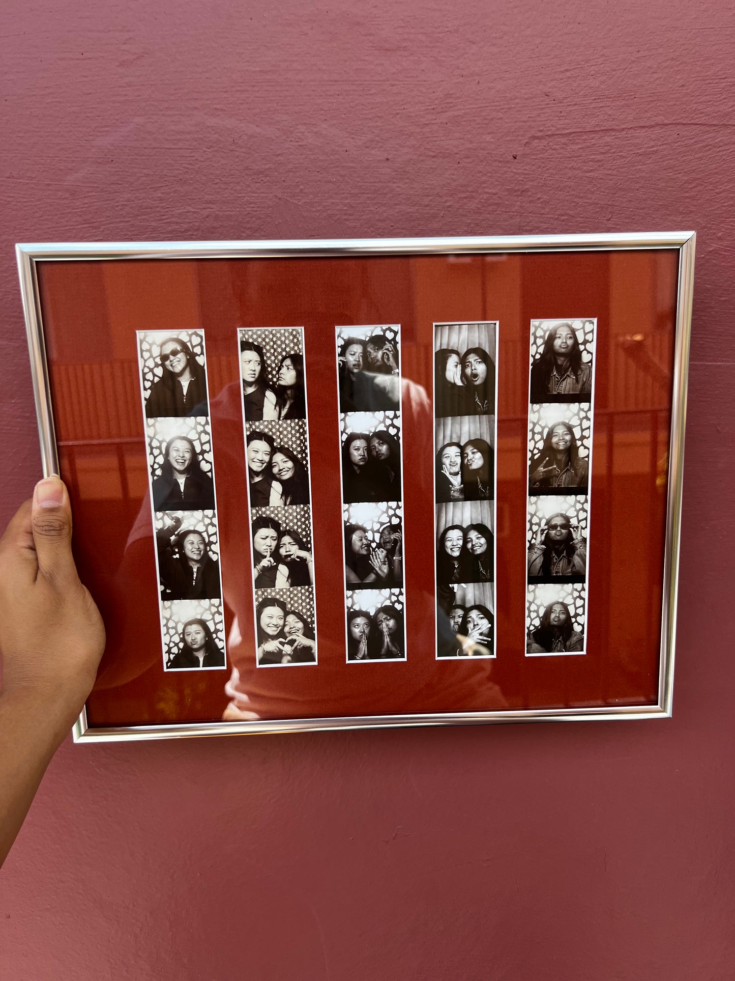 Chrome/Brick Red Photo Strip Frame