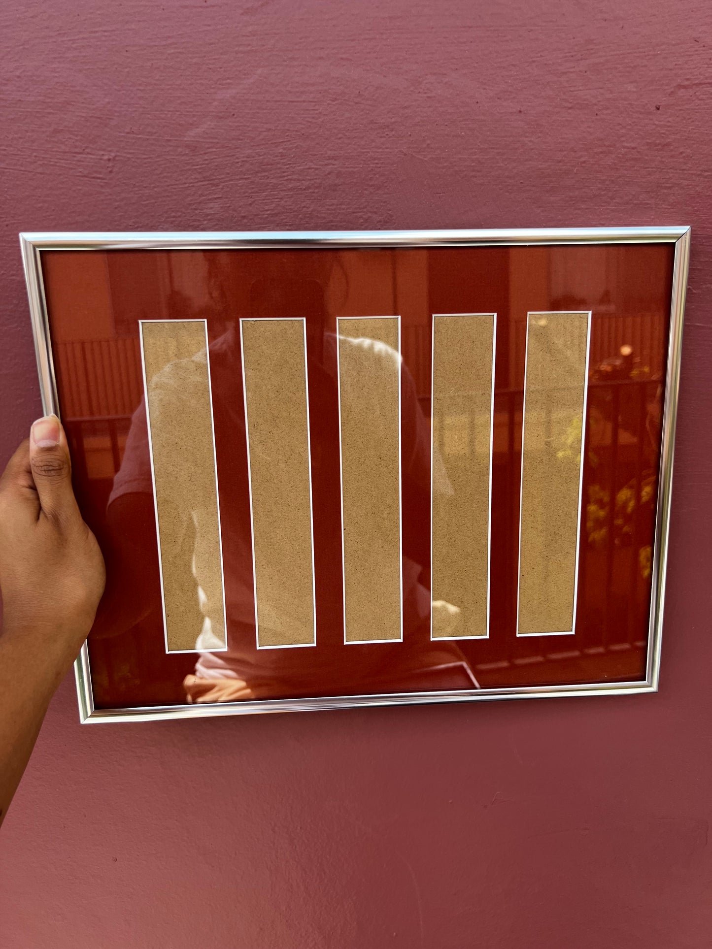 Chrome/Brick Red Photo Strip Frame