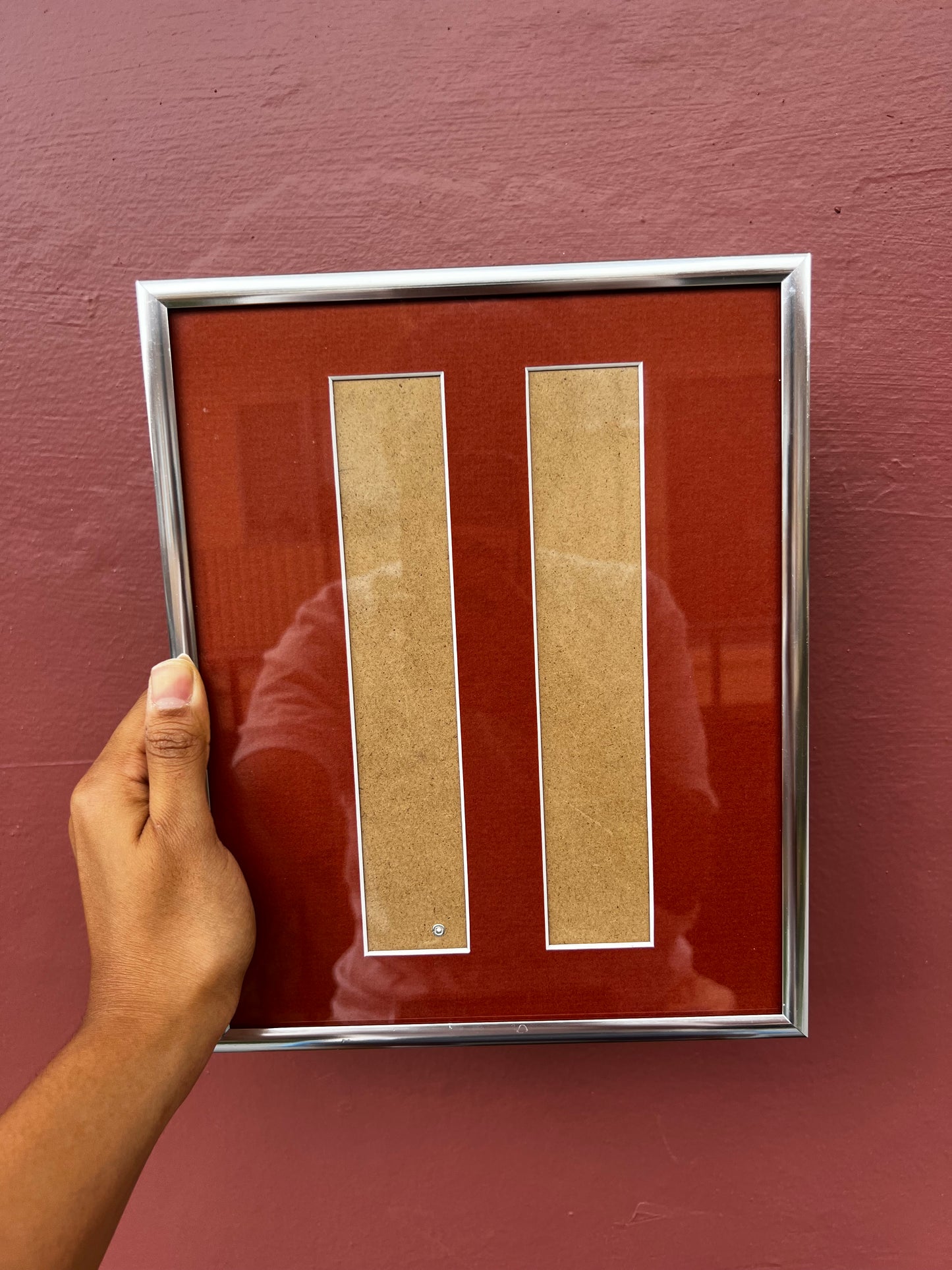 Chrome/Brick Red Photo Strip Frame