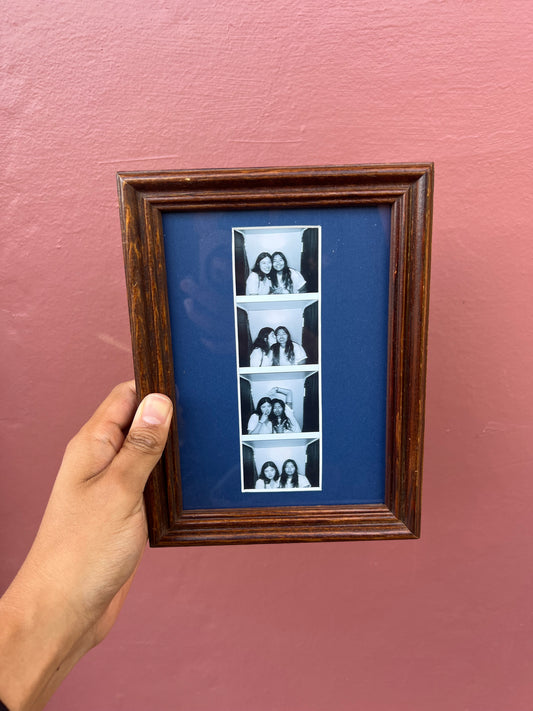 Dark Wood/Bottle Blue Photo Strip Frame