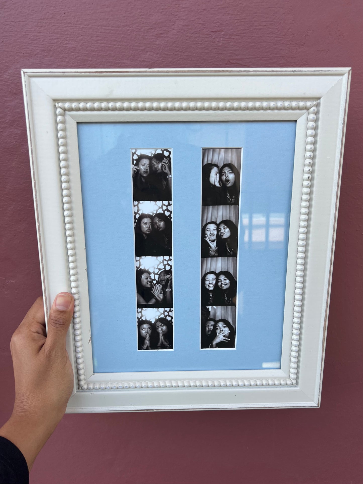 White/Light Blue Photo Strip Frame