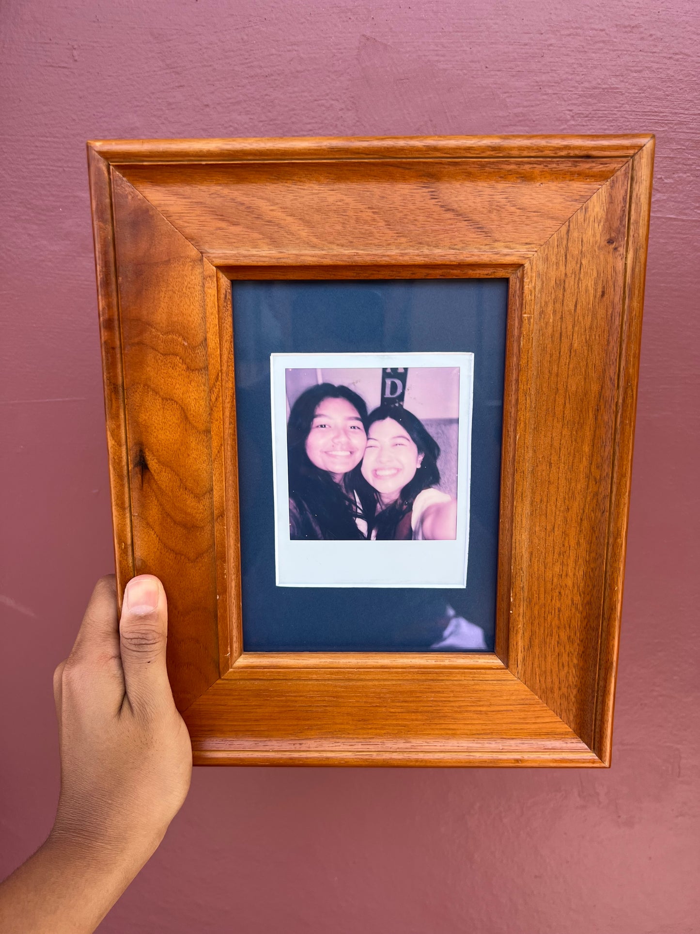 Wood/Bottle Blue Classic Polaroid Frame