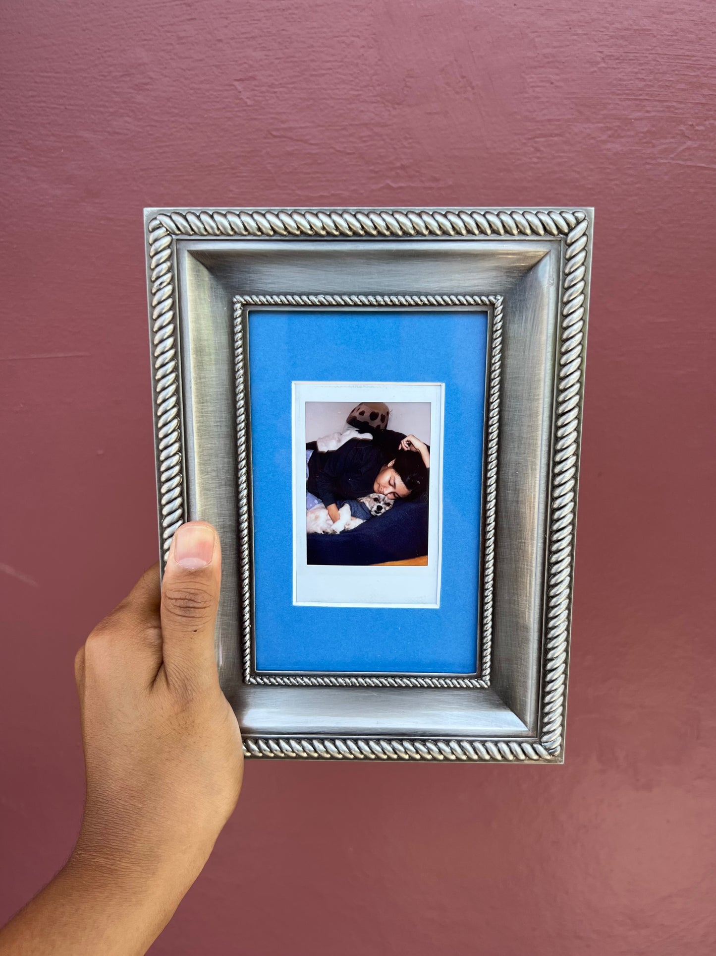 Metal/Bay Blue Mini Polaroid Frame