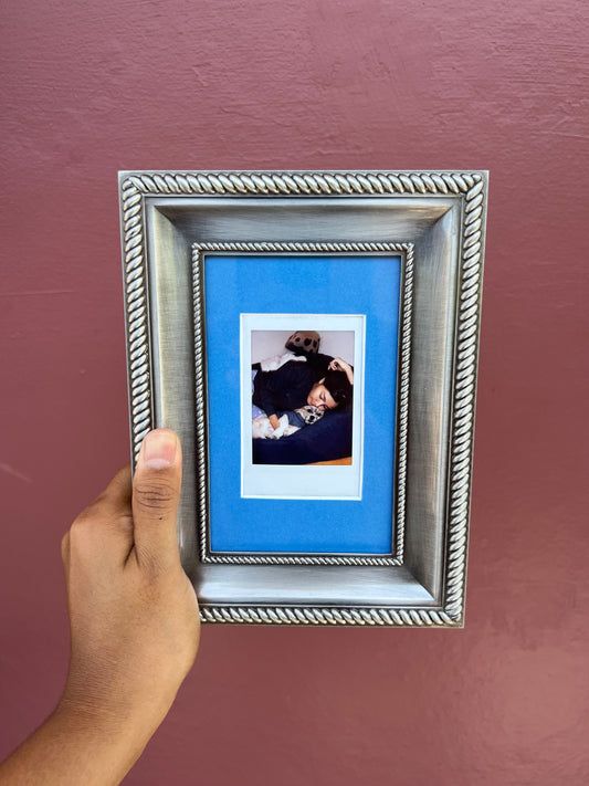 Metal/Bay Blue Mini Polaroid Frame