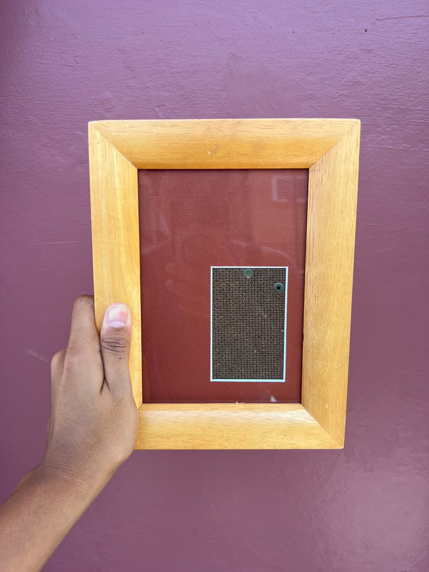 Natural Wood/Brick Red Mini Polaroid Frame