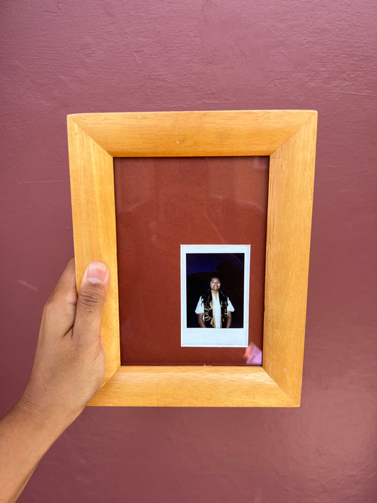 Natural Wood/Brick Red Mini Polaroid Frame