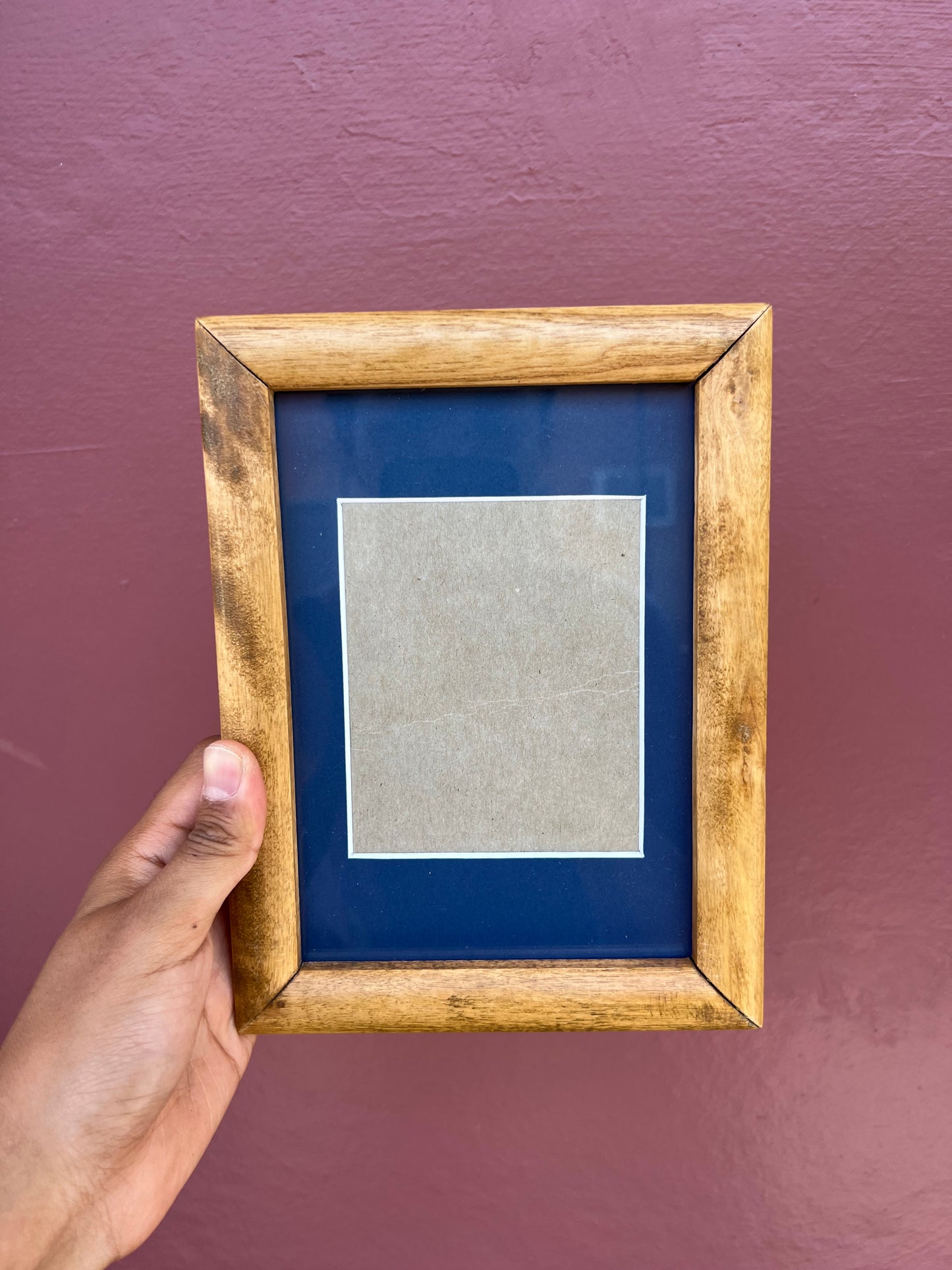Wood/Bottle Blue Classic Polaroid Frame