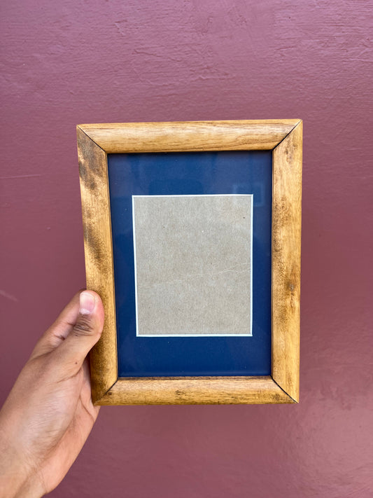 Wood/Bottle Blue Classic Polaroid Frame
