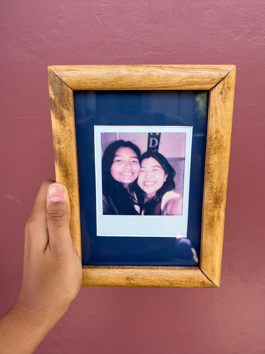 Wood/Bottle Blue Classic Polaroid Frame