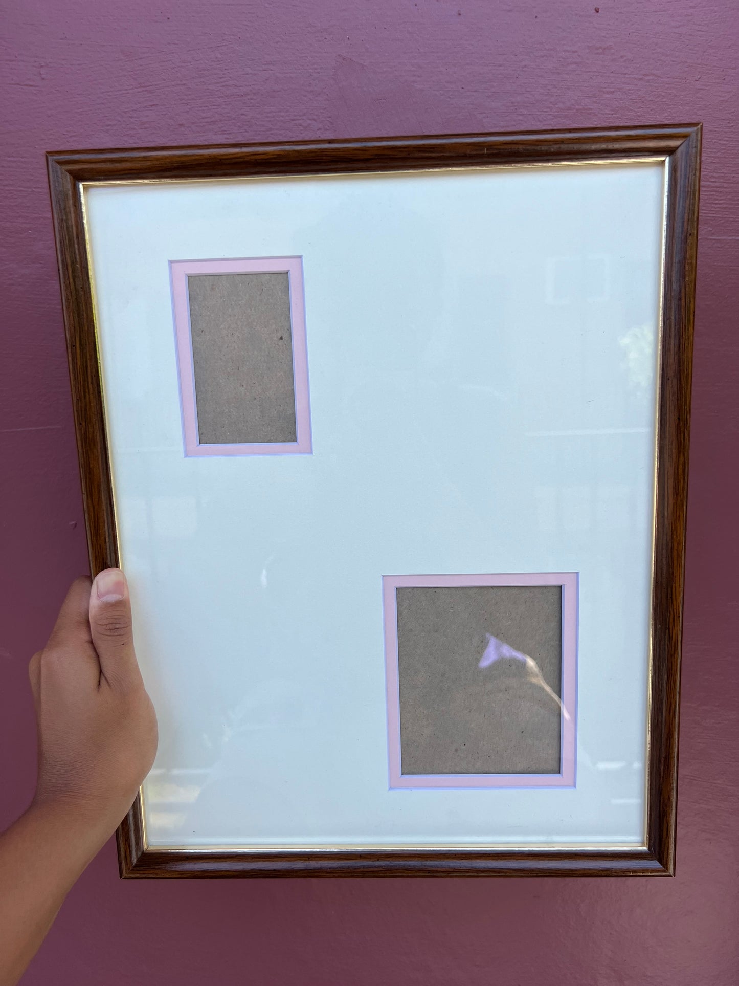 Dark Wood & Gold/White & Pink Classic & Mini Polaroid Frame