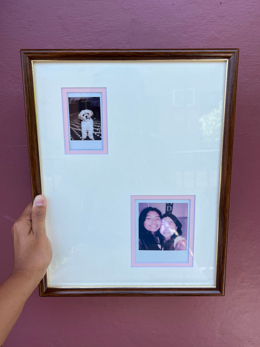 Dark Wood & Gold/White & Pink Classic & Mini Polaroid Frame