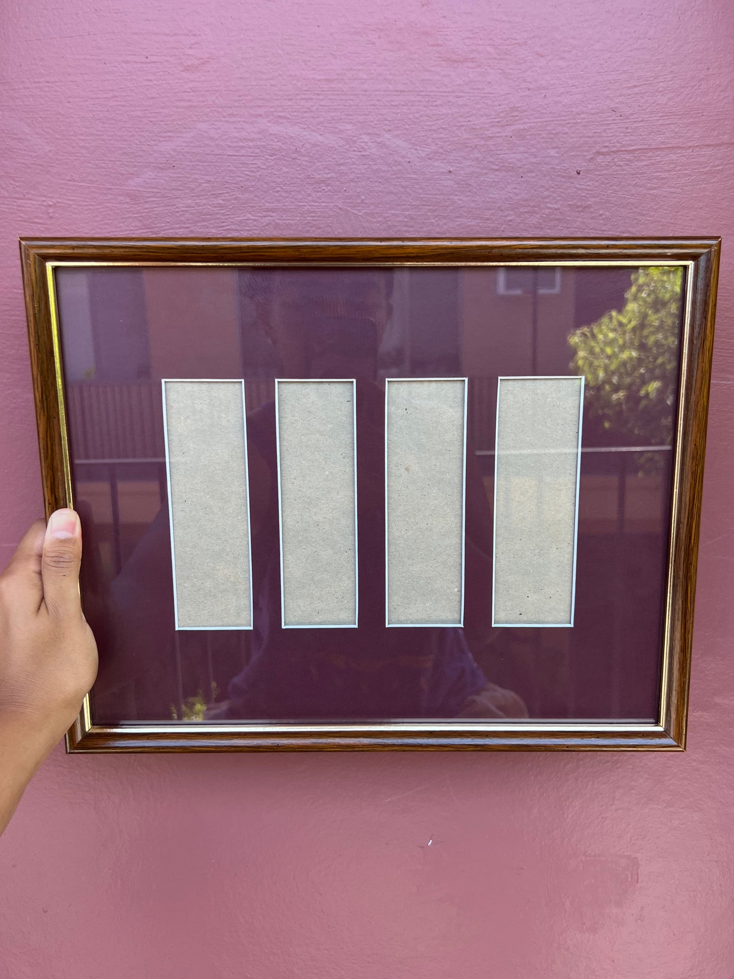 Dark Wood & Gold/Maroon Photo Strip Frame