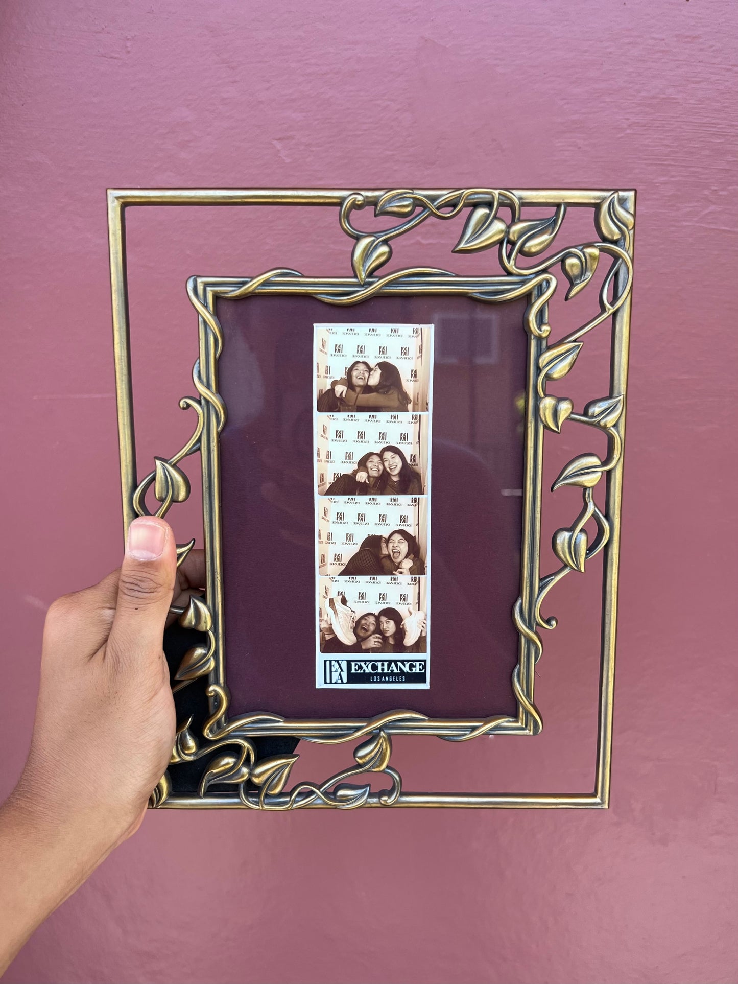 Gold Metal Leaf/Maroon Photo Strip Frame