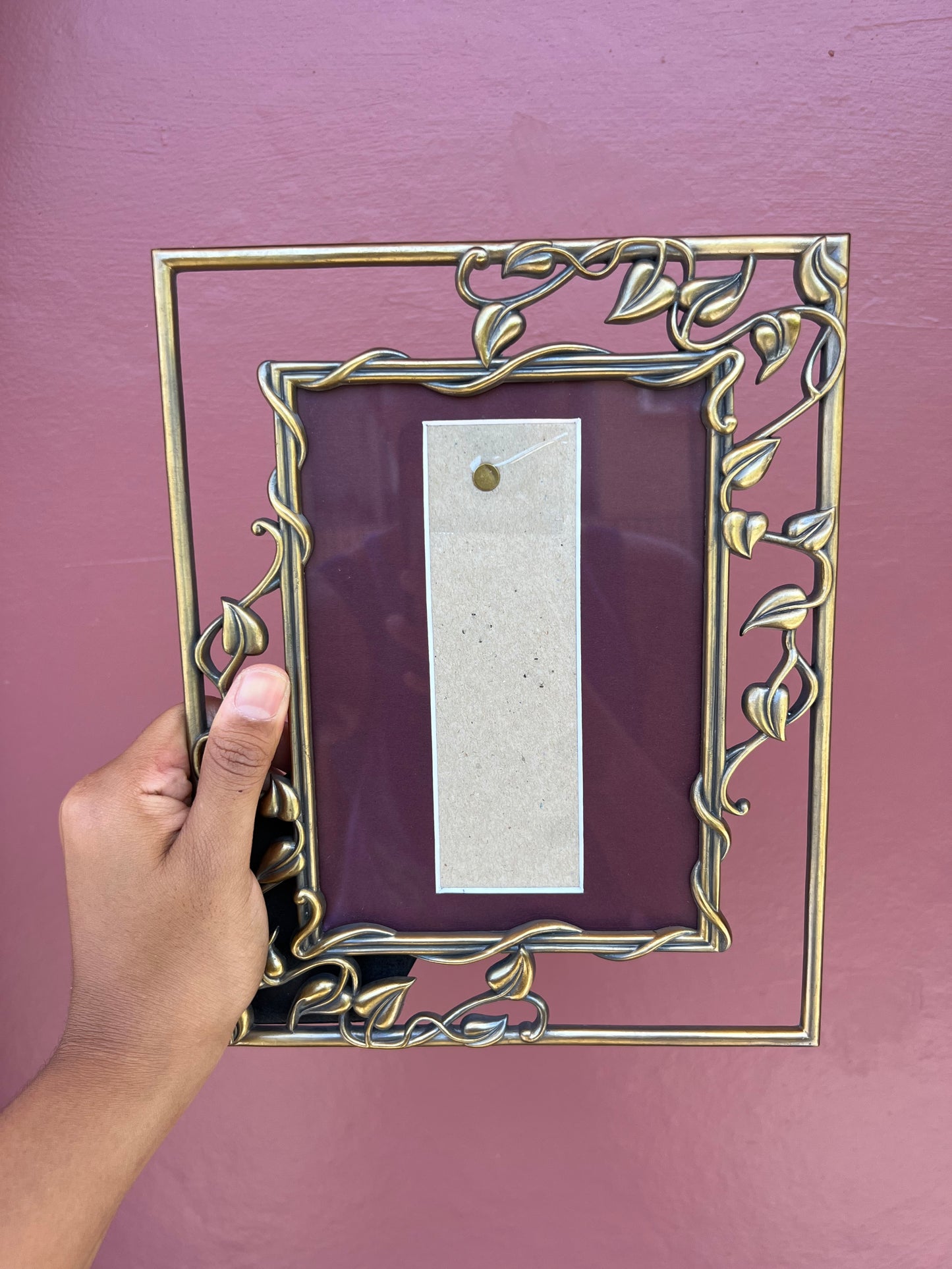 Gold Metal Leaf/Maroon Photo Strip Frame