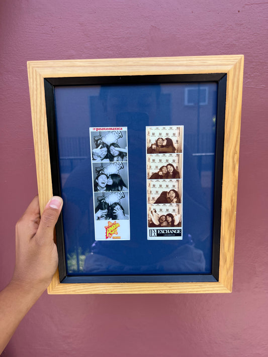 Natural Wood & Black/Bottle Blue Photo Strip Frame