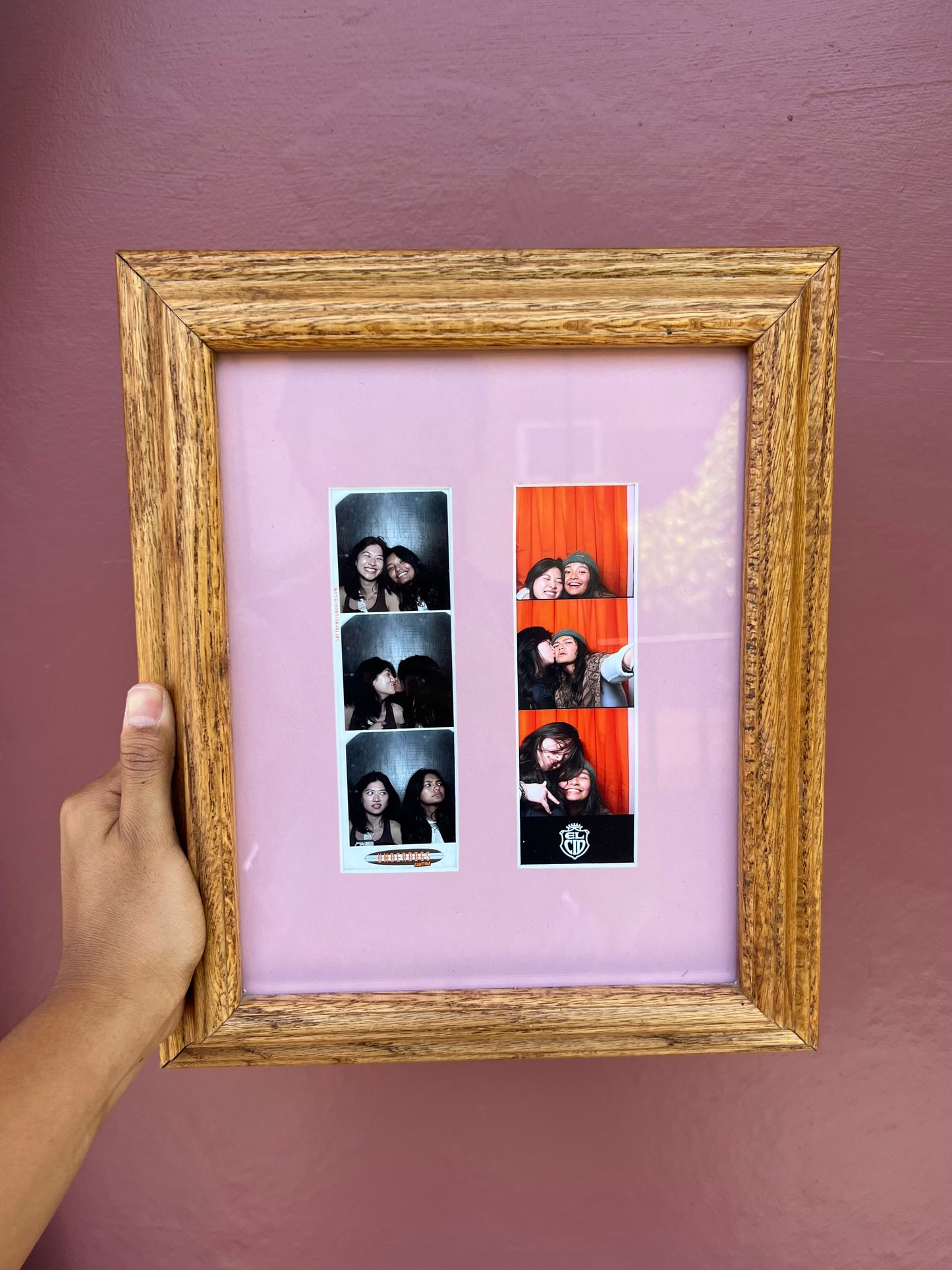 Wood/Pink Photo Strip Frame
