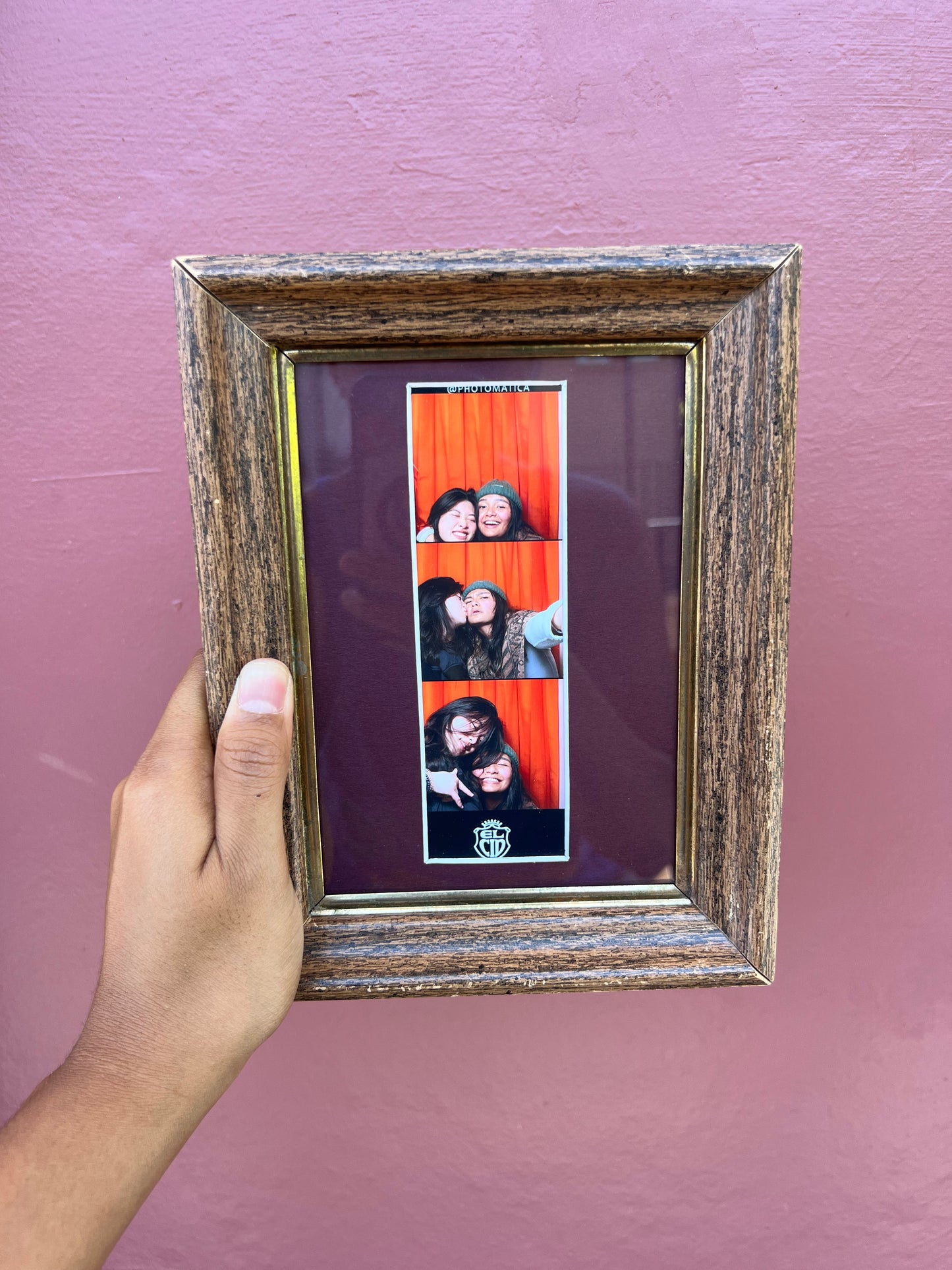Wood & Gold/Maroon Photo Strip Frame