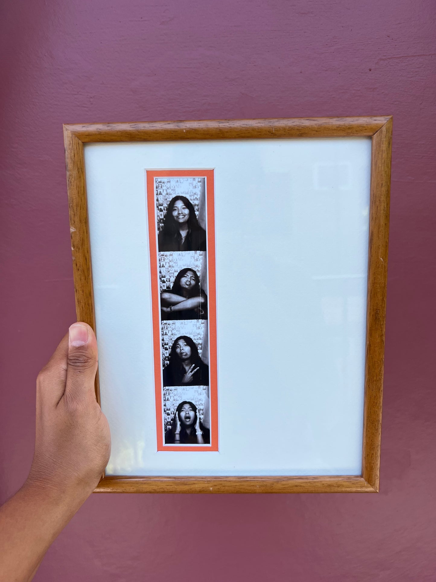 Wood/Orange & White Photo Strip Frame
