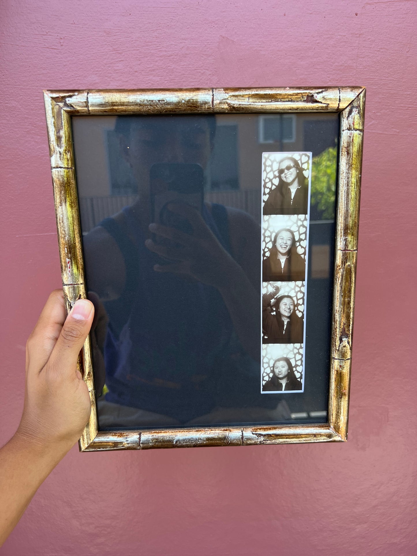 Distressed Gold Bamboo/Black Photo Strip Frame