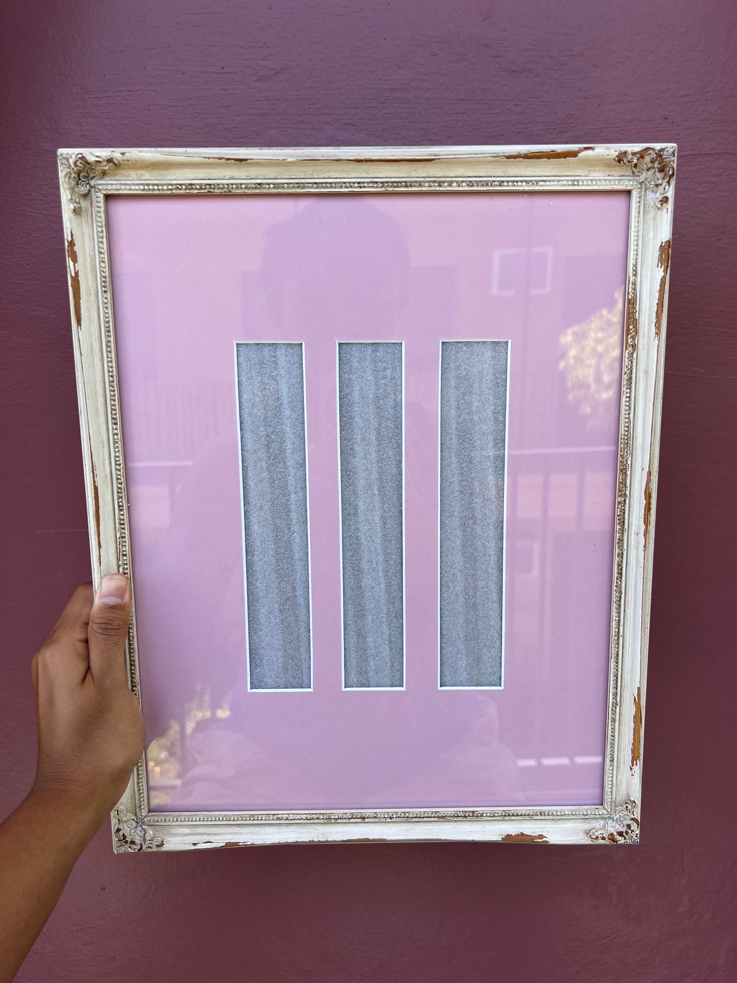 Antique White/Pink Photo Strip Frame
