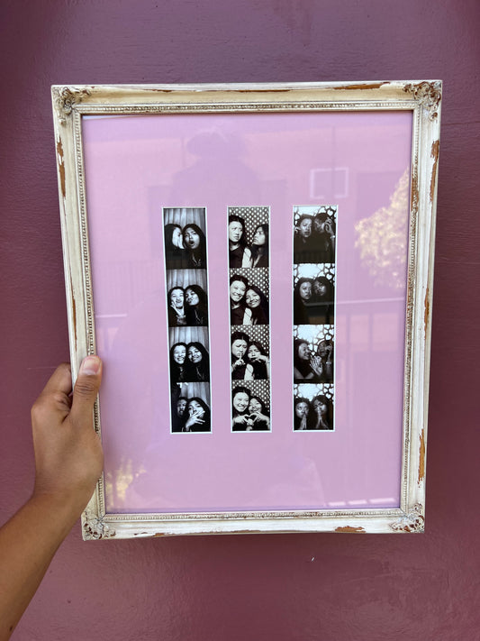 Antique White/Pink Photo Strip Frame