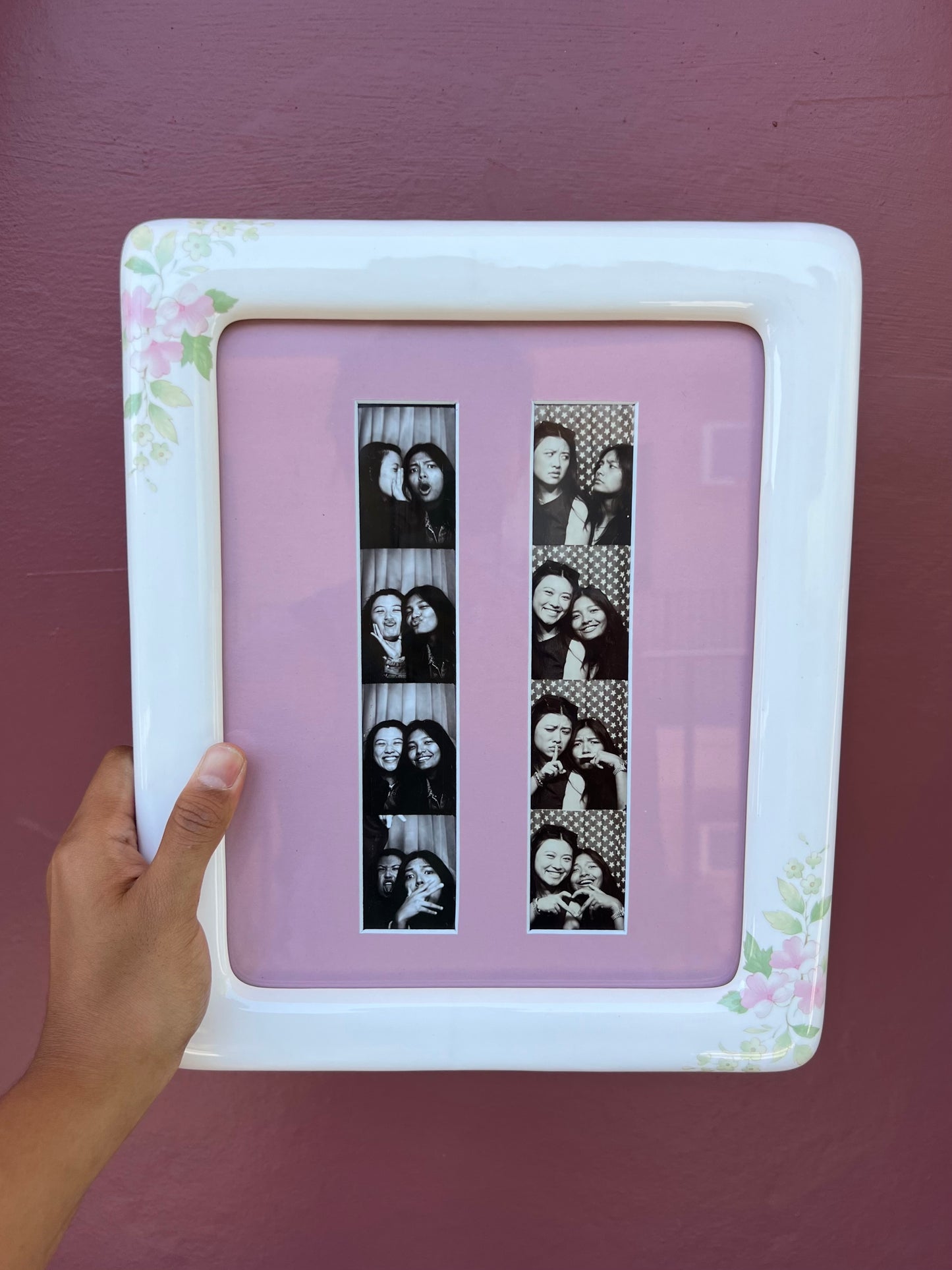 Porcelain/Pink Photo Strip Frame