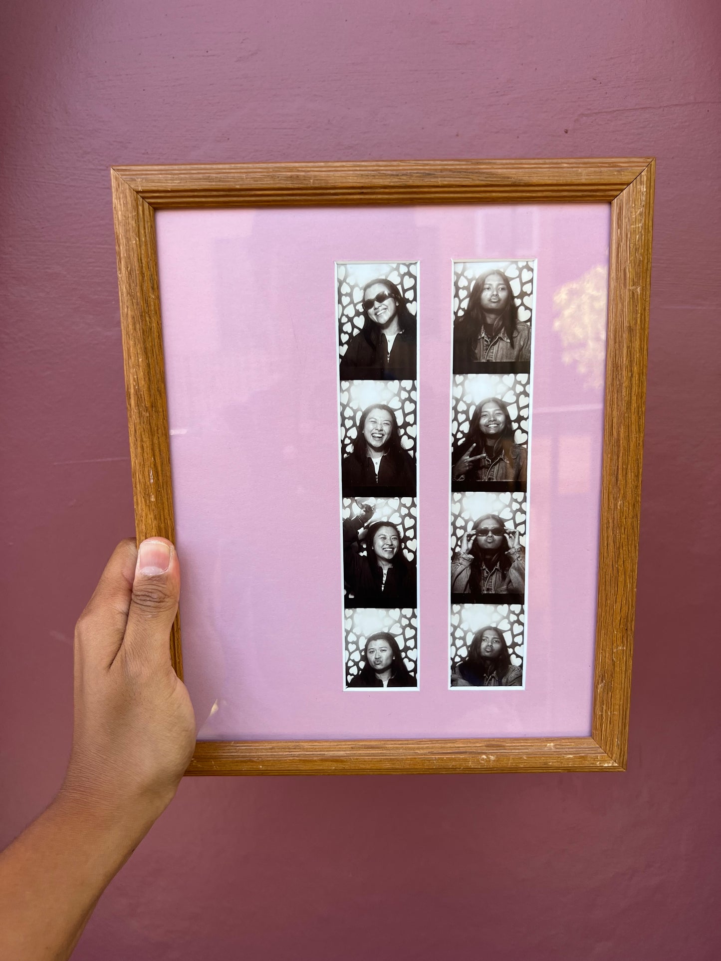 Wood/Pink Photo Strip Frame